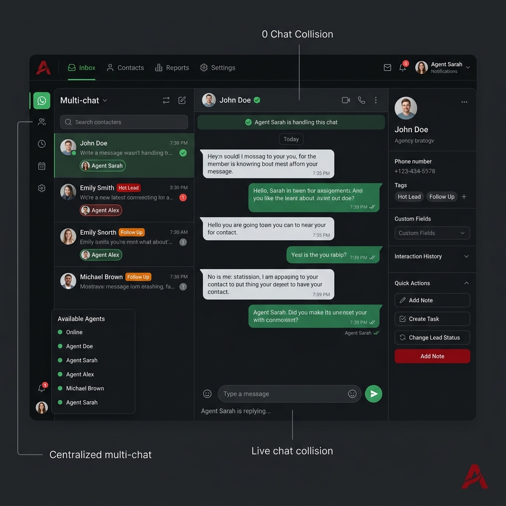 Unified Multi-Agent Team WhatsApp Inbox Interface