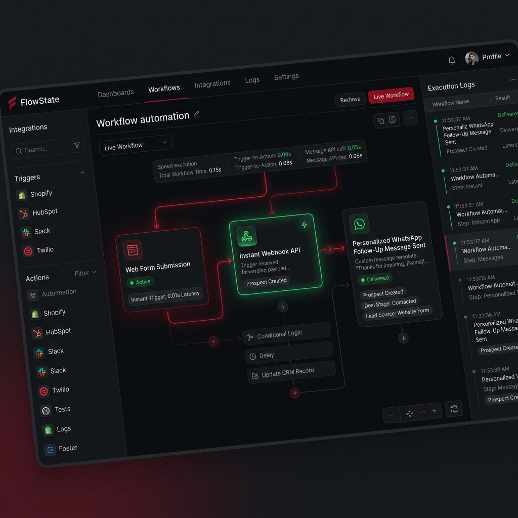 No-Code Visual Workflow Builder and Webhook Trigger Dashboard